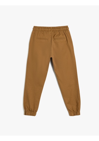 Koton Jogger Okul Pantolonu Beli Bağlamalı Pamuklu Cepli Deve Tüyü 5wkb40006tw Taba
