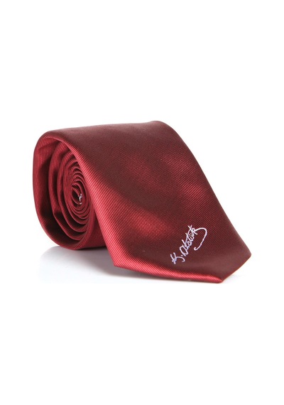 Gaffy Atatürk İmza Desenli Dokuma Bordo Kravat - Ak-21 Bordo