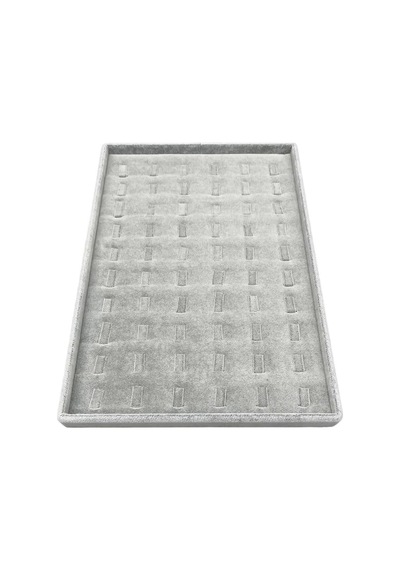Yerli Üretim Süet Kumaş Gri 34/24 Cm Dikine Tırnaklı Çekmece Ici Yüzük Tablası Çok Renkli