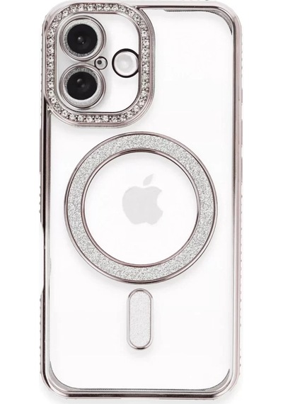 Newface Apple İphone 16 Plus Kılıf Joke Simli Magneticsafe Kılıf - Pembe