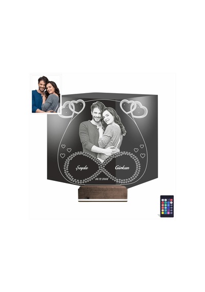 Luvivia Kalp Sevgiliye Hediye Fotoğraflı 3d Lamba - Masa Gece Lambası V12