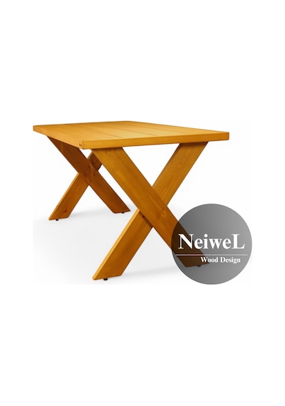 Neiwel Garden Aksa Doğal Ahşap Bahçe Yemek Masası-70-100 Açık Ceviz
