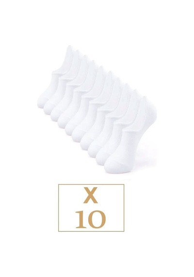 Bgk Unisex 10 Çift Pamuklu Görünmez Sneakers Çorap Beyaz Ekonomi Beyaz