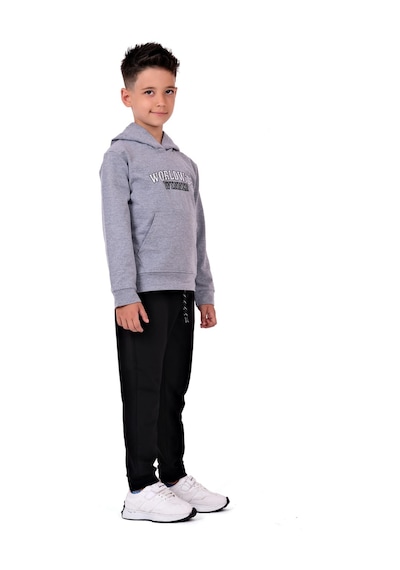 Mnk Baby & Kids Erkek Çocuk Worldwide Winner Nakışlı Kanguru Cepli Kapüşonlu Eşofman Takımı Gri