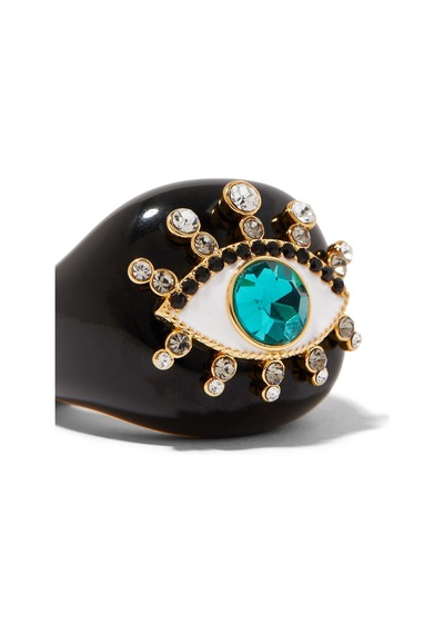 Evil Eye Cocktail Ring, Kristalli Nazar Yüzüğü Siyah