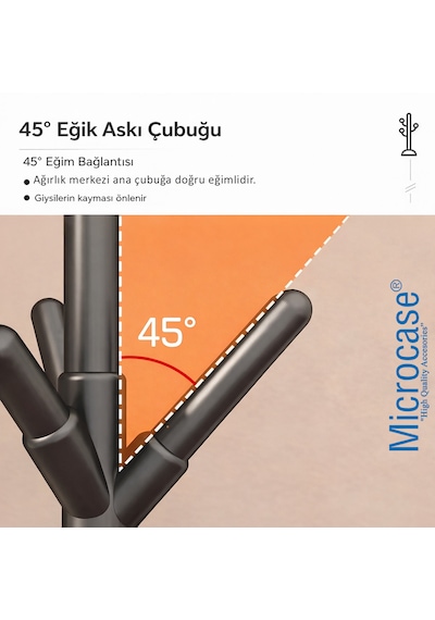 Microcase Metal Portatif 9 Asma Bölmeli Elbise Kıyafet Askısı Al5481 Siyah