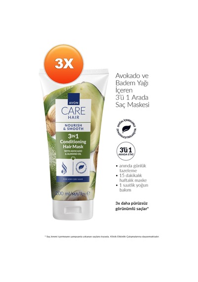 Care Avokado Ve Badem Yağı İçeren 3 U 1 Arada Saç Maskesi 200ml Üçlü Paket