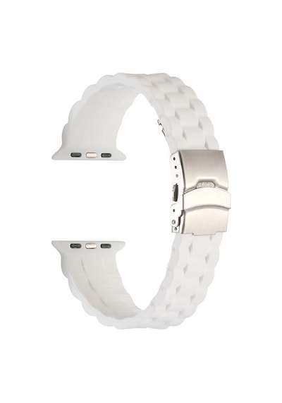 Ekılıf - Apple Uyumlu  Watch 44mm - Kordon Silikon Kordon Krd-72 - Beyaz