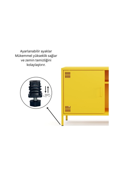 Pera Tv Ünitesi, Tv Dolabı,2 Kapaklı, Açık Raflı 130,50 X 40 X 64,50 Cm Ral 1018 Sarı Pera Tv Ünitesi, Tv Dolabı,2 Kapaklı, Açık Raflı 130,50 X 40 X 64,50 Cm Ral 1018 Sarı