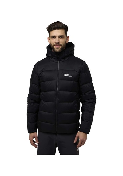 Jack Wolfskin Erkek Outdoor Montu Nebelhorn Down Siyah Kapüşonlu Renkli Siyah