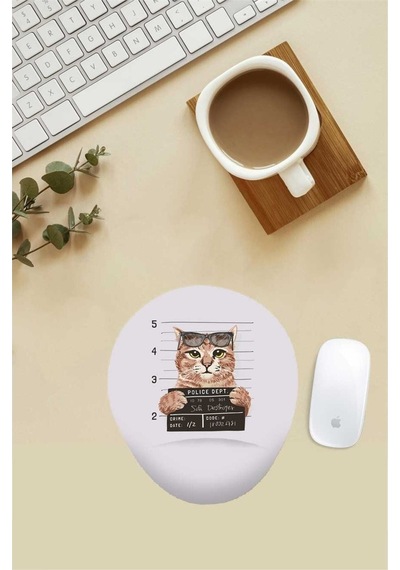 Suçlu Kedi Desenli Bilek Destekli Mouse Pad Mousepad