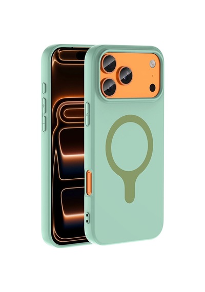 Apple iPhone Uyumlu  Uyumlu 18 Pro Max Kılıf M-safe Şarj Özellikli Zore Aris Silikon Kapak Turkuaz