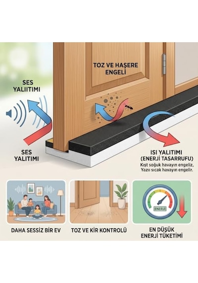 Kapı Ve Eşik Süngeri, Kendinden Yapışkanlı, Esnek Köpük, 90 Cm Uzunluk, Ses Ve Isı Yalıtımı, Toz Ve Haşere Engeli