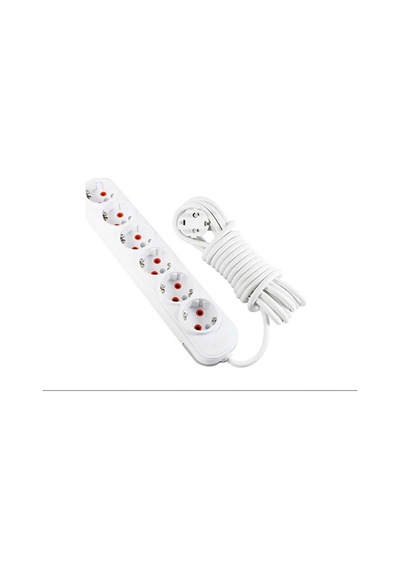 Horoz Deco 6 Lı Topraklı Beyaz Grup Priz 5mt Kablolu