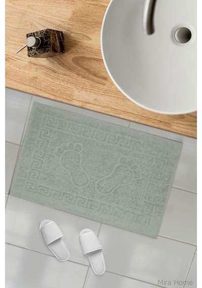 2 Li Ayak İzli Banyo Ayak Havlusu %100 Pamuklu Renkli 50x70 Cm Menom Yeşil