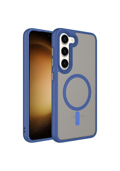Zore Galaxy S23 Plus Uyumlu Mat Arka Yüzey Wireless Şarj Özellikli Ogaa Flet Magsafe Kılıf-mavi