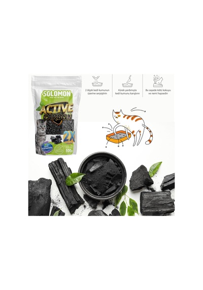 Active Carbon 500 Gr Koku Giderici - Kedi Kumu Koku Giderici Kokusuz Kedi Tuvaleti Doğal Kum Kokusu Önleyici Aktif Karbon