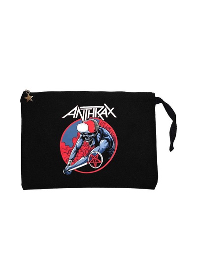 Anthrax Pentegram Siyah Clutch Astarlı Cüzdan / El Çantası