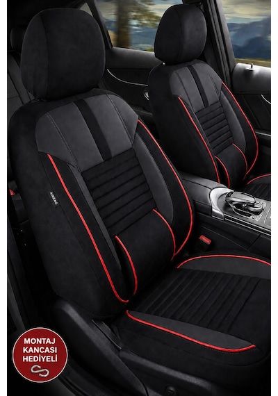 Opel Combo C Phantom Siyah Kırmızı Tüyü Ticari 2+1 Oto Koltuk Kılıfı Tam Set -ortopedik-kolay Montaj-terletmez 2002 - 2011