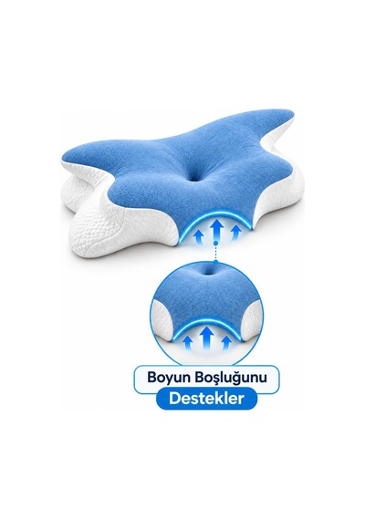 Kelebek Uyku Yastığı Boyun Destekli%100 Memory Foam Visco Yastık Genel