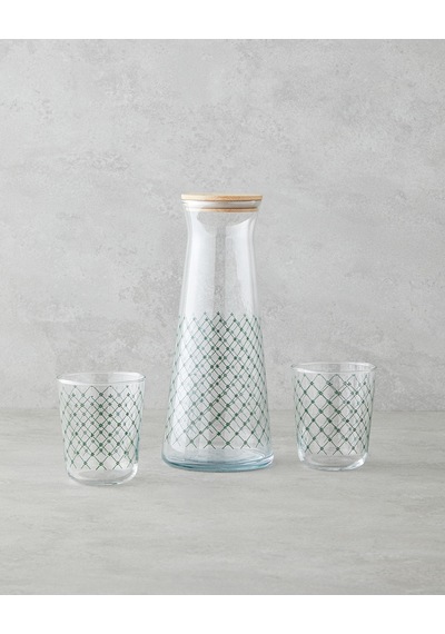 English Home Greentide Cam 3 Parça Su Takımı 1150 Ml + 315 Ml Yeşil Yeşil