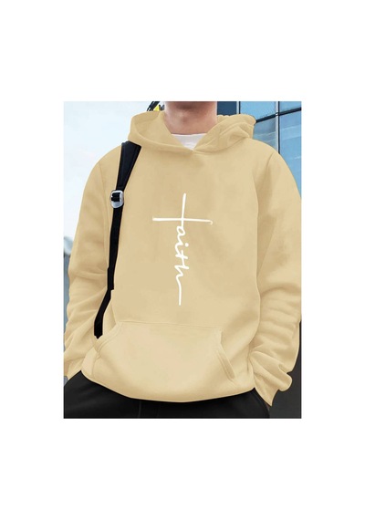 Medinenur Faith Baskılı Kapüşonlu Sweatshirt Bej