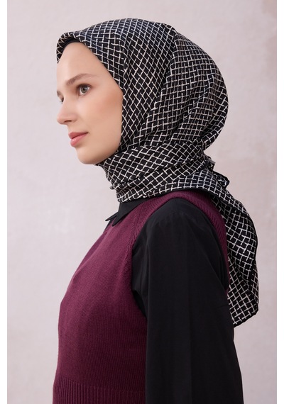BELLİ Çiçek Desen İpek Twill Eşarp 4203d01 Siyah -taş - 09
