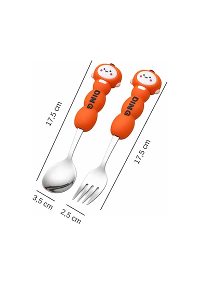 Figürlü Premium Çocuk Bpa Free Paslanmaz Çelik Uçlu Çatal-kaşık Set 24+ Ay