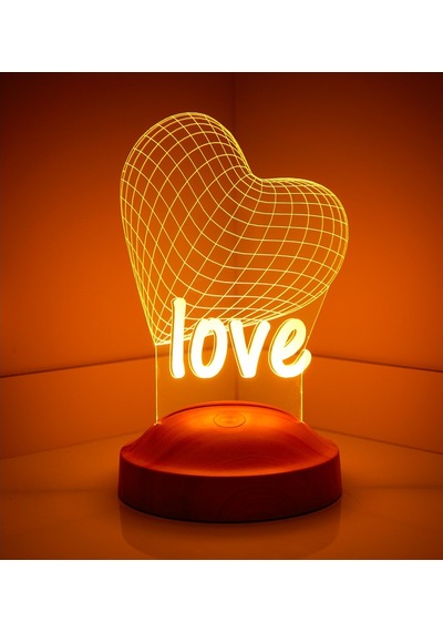3D Led Lamba 3 Boyutlu 14 Şubat Love Özel Hediye Gecelambası Çok Renkli