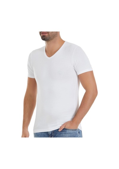 3 Adet Yıldız Erkek Bambu V Yaka T-shirt Fanila Beyaz 480 Beyaz