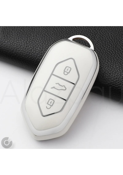 Togg T10x T10f Uyumlu Tpu Anahtar Kılıfı Beyaz Gümüş