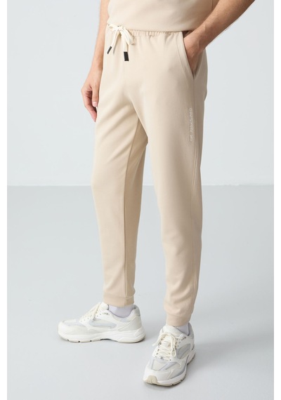 Tommy Life Bej Pamuklu Kalın Yumuşak Dokulu Oversize Fit Basic Erkek Eşofman Takım - 85261 Bej