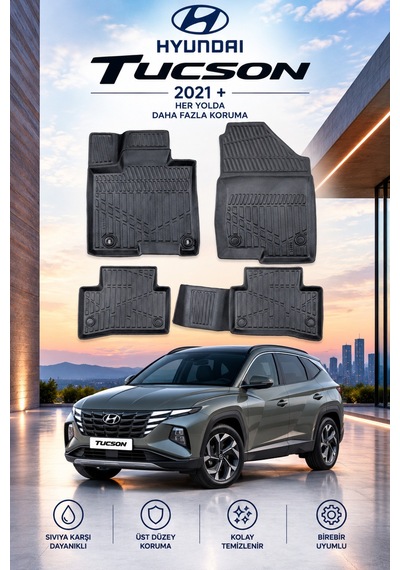 Hyundai Tucson 2021+ Aracınıza Özel Üretim Havuzlu Paspas Takımı A+ -mod-