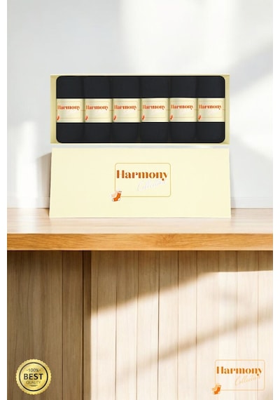 Harmony Collectıon Bambu Kadın Siyah Uzun Soket Çorap 6 Çift Özel Kutulu, Burun Dikişsiz, Premıum Socks