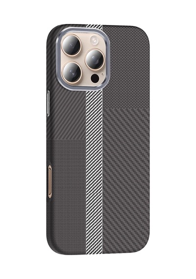 Apple Uyumlu iPhone 16 Pro Max Kılıf M-safe Şarj Özellikli Karbon Fiber Görünümlü Zore Gros Kapak