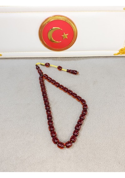 Ateş Kehribar Tesbih Dabbas Usta Yapımı