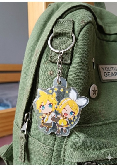 Owl Bag Kagamine Rin And Len Desenli Acrylic Anahtarlık Çanta Süsü Çok Renkli