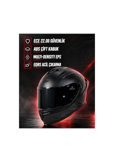 Sway 867 Black Lıne Mat Siyah Vizör Motosiklet Kask