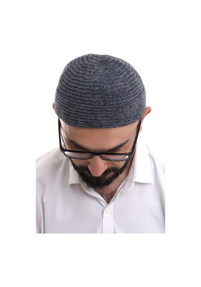 Füme Katlamalı Sade Desen Kışlık Kadife Takke Şapka