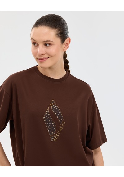 Skechers W Oversize Fit Graphic T-shirt Kadın Kahverengi Tshirt S2610050-2210