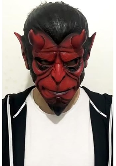Halloween Maske Hellboy Kırmızı Boynozlu