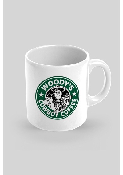 Woody's Cowboy Coffee Baskılı Kupa Bardak Beyaz