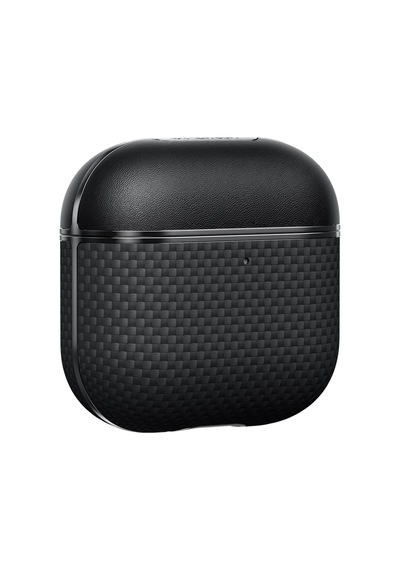 Apple Uyumlu AirPods 4 Kılıf 1500d Aramid Fiber Pitaka Ultra-slim Classic Serisi Black-grey Twill Kapak Siyah-gri