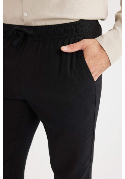 DeFacto Yazlık Jogger Keten Düz Paça Pantolon D7542AX25SPBK34