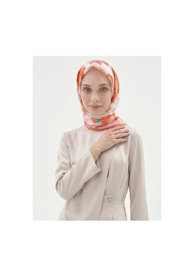 Bushu Çiçek Desenli Twill Eşarp Çok Renkli