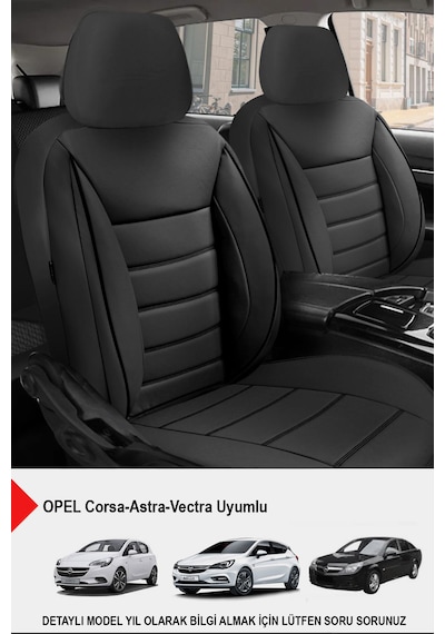 Jet Deri Siyah Oto Koltuk Kılıfı- Opel Corsa-astra-vectra Uyumlu Siyah