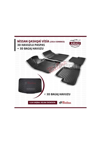 Rizline Nissan Qashqai 14-17 Visia 3D Paspas ve Bagaj Havuzu