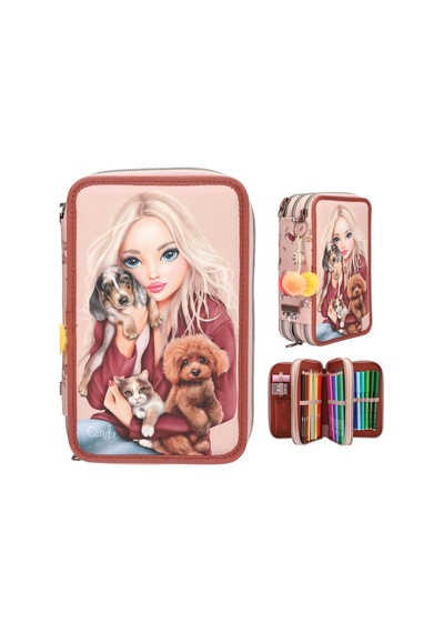 Top Model 3 Katlı İçi Dolu Kalem Çantası Fur Ever Friends 413673 Çok Renkli
