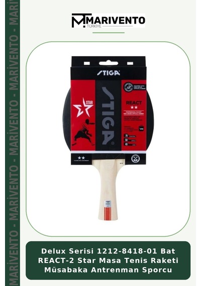 Delux Serisi 1212-8418-01 Bat React-2 Star Masa Tenis Raketi Müsabaka Antrenman Sporcu