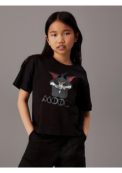 Uyguntarz Çocuk Mood Baskılı Pamuklu Tshirt Siyah